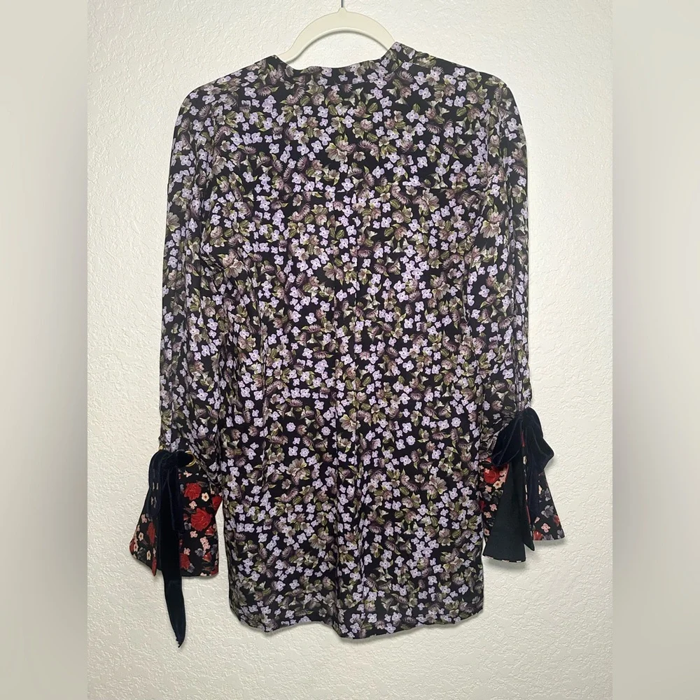Mother of Pearl silk floral top bell sleeve size large women’s blouse - Picture 8 of 8